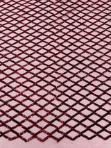 Luxury Diamond Design Mini Glitz Sequins Mesh Fabric - Diamond Pattern, 54" Width (1 Yard)
