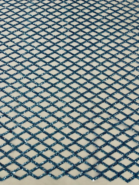 Luxury Diamond Design Mini Glitz Sequins Mesh Fabric - Diamond Pattern, 54" Width (1 Yard)