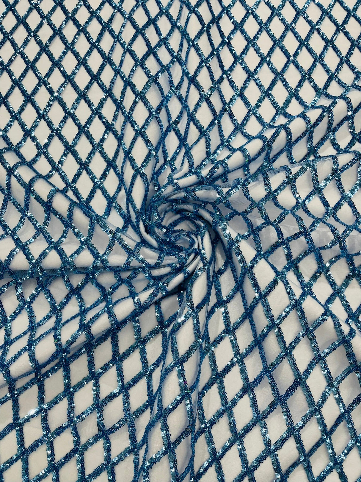 Luxury Diamond Design Mini Glitz Sequins Mesh Fabric - Diamond Pattern, 54" Width (1 Yard)