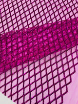 Luxury Diamond Design Mini Glitz Sequins Mesh Fabric - Diamond Pattern, 54" Width (1 Yard)