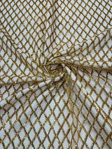 Luxury Diamond Design Mini Glitz Sequins Mesh Fabric - Diamond Pattern, 54" Width (1 Yard)