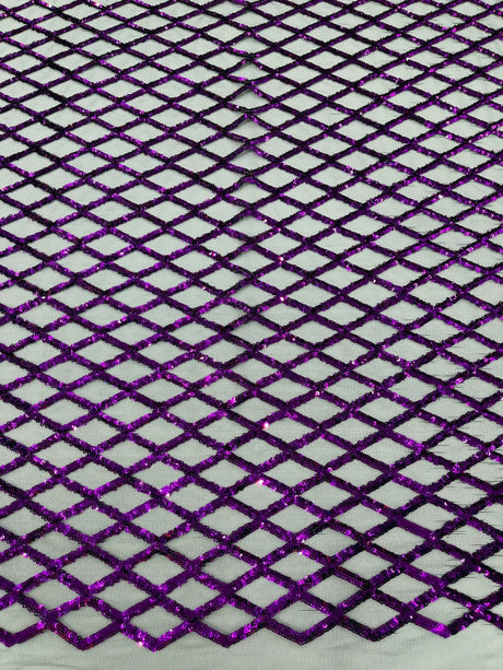 Luxury Diamond Design Mini Glitz Sequins Mesh Fabric - Diamond Pattern, 54" Width (1 Yard)