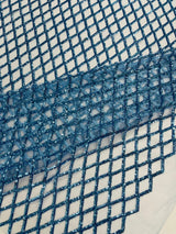 Luxury Diamond Design Mini Glitz Sequins Mesh Fabric - Diamond Pattern, 54" Width (1 Yard)