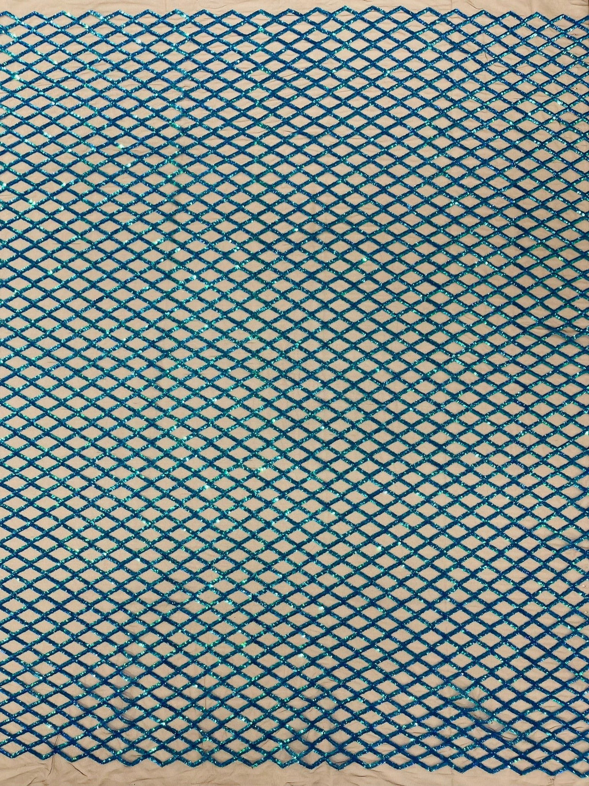 Luxury Diamond Design Mini Glitz Sequins Mesh Fabric - Diamond Pattern, 54" Width (1 Yard)