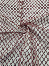 Luxury Diamond Design Mini Glitz Sequins Mesh Fabric - Diamond Pattern, 54" Width (1 Yard)