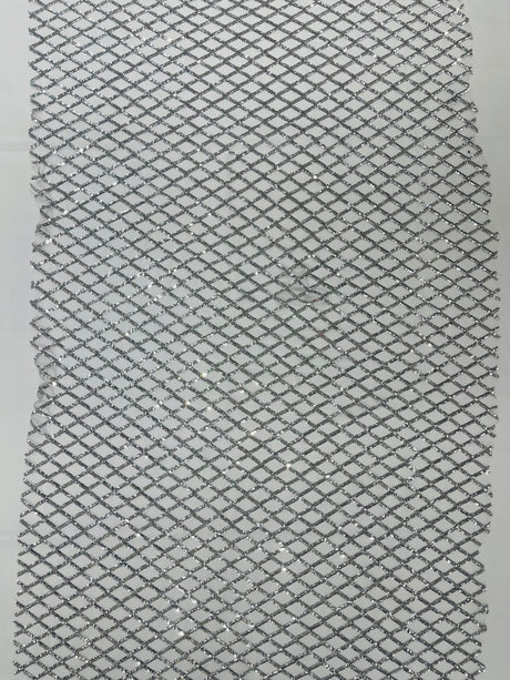 Luxury Diamond Design Mini Glitz Sequins Mesh Fabric - Diamond Pattern, 54" Width (1 Yard)