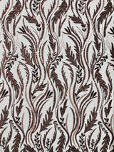 Luxury Festival Beaded Vine Lace Polyester Fabric - Heavy Beaded Mesh Lace, Double Scalloped, 50-54" Width (1 Yard)