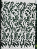 Luxury Festival Beaded Vine Lace Polyester Fabric - Heavy Beaded Mesh Lace, Double Scalloped, 50-54" Width (1 Yard)