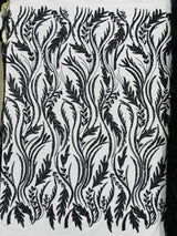 Luxury Festival Beaded Vine Lace Polyester Fabric - Heavy Beaded Mesh Lace, Double Scalloped, 50-54" Width (1 Yard)