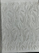 Luxury Festival Beaded Vine Lace Polyester Fabric - Heavy Beaded Mesh Lace, Double Scalloped, 50-54" Width (1 Yard)
