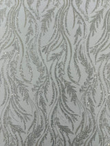 Luxury Festival Beaded Vine Lace Polyester Fabric - Heavy Beaded Mesh Lace, Double Scalloped, 50-54" Width (1 Yard)
