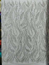 Luxury Festival Beaded Vine Lace Polyester Fabric - Heavy Beaded Mesh Lace, Double Scalloped, 50-54" Width (1 Yard)