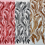 Luxury Festival Beaded Vine Lace Polyester Fabric - Heavy Beaded Mesh Lace, Double Scalloped, 50-54" Width (1 Yard)