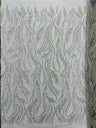 Luxury Festival Beaded Vine Lace Polyester Fabric - Heavy Beaded Mesh Lace, Double Scalloped, 50-54" Width (1 Yard)