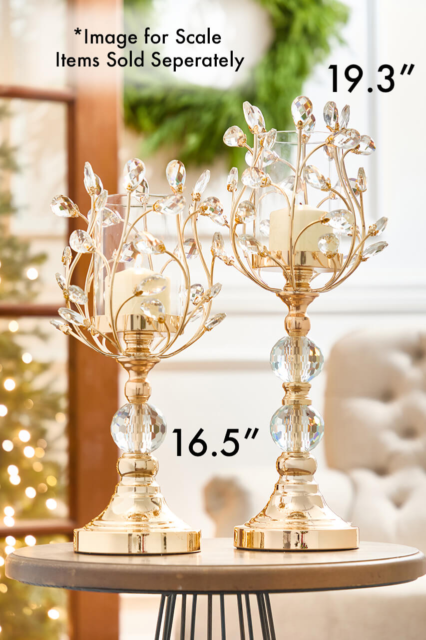16.5" Champagne Jeweled Candle Holder