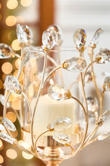 16.5" Champagne Jeweled Candle Holder