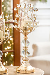 19.3" Champagne Jeweled Candle Holder