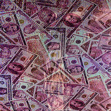 Polyester Spandex Random Money Hologram Fabric