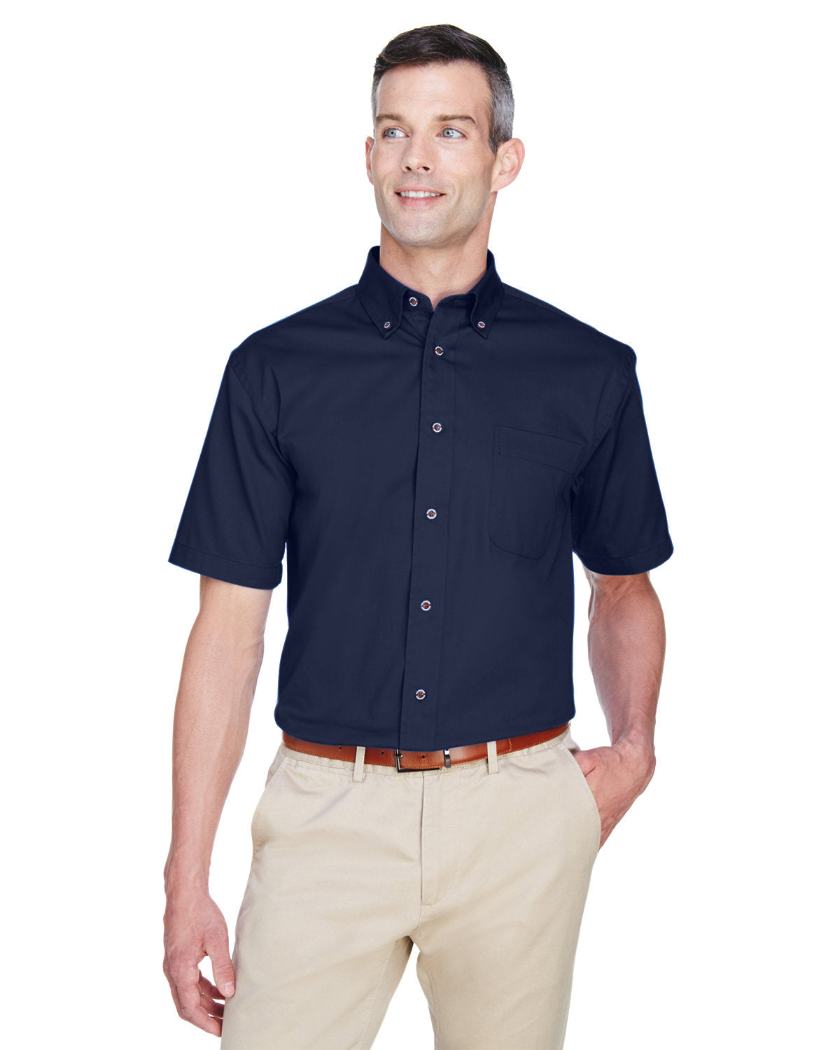 Men's Easy Blend™ Short-Sleeve Twill Shirt with Stain-Release