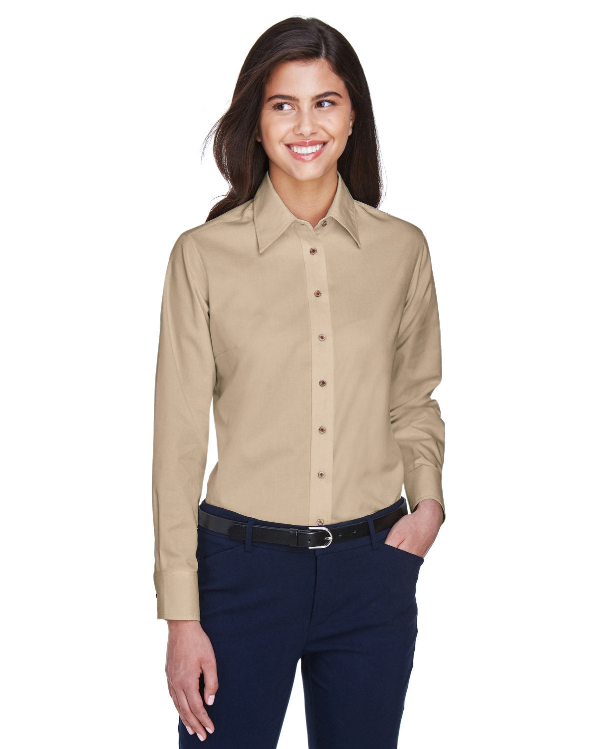 Ladies' Easy Blend™ Long-Sleeve Twill Shirt with Stain-Release