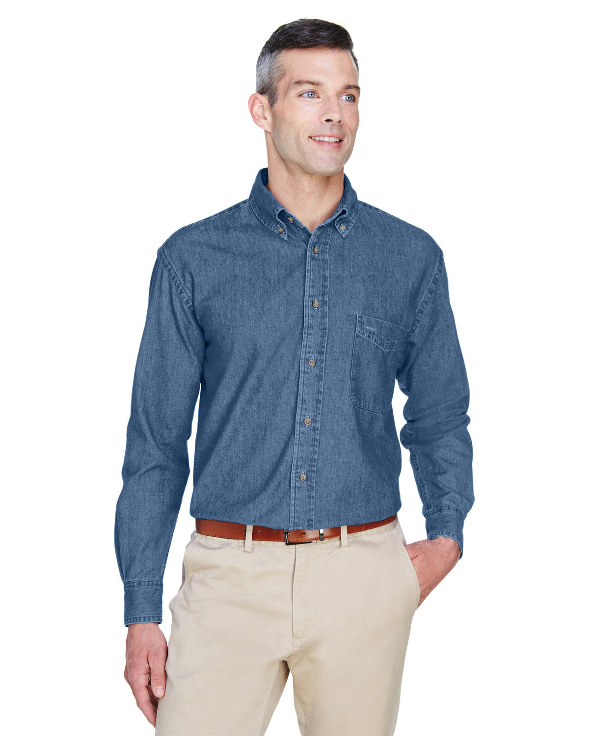 Men's Tall Long-Sleeve Denim Shirt