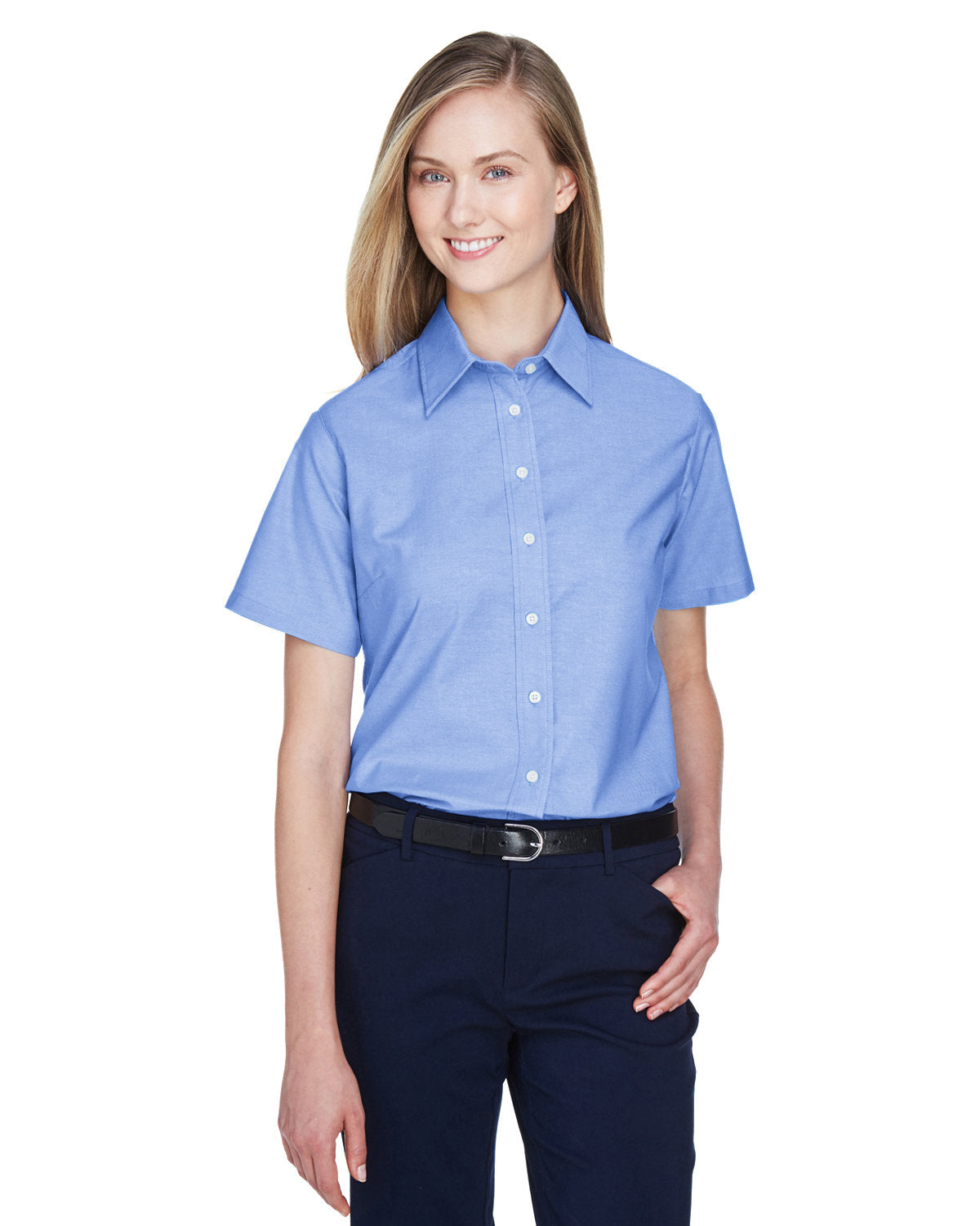 Ladies' Short-Sleeve Oxford with Stain-Release