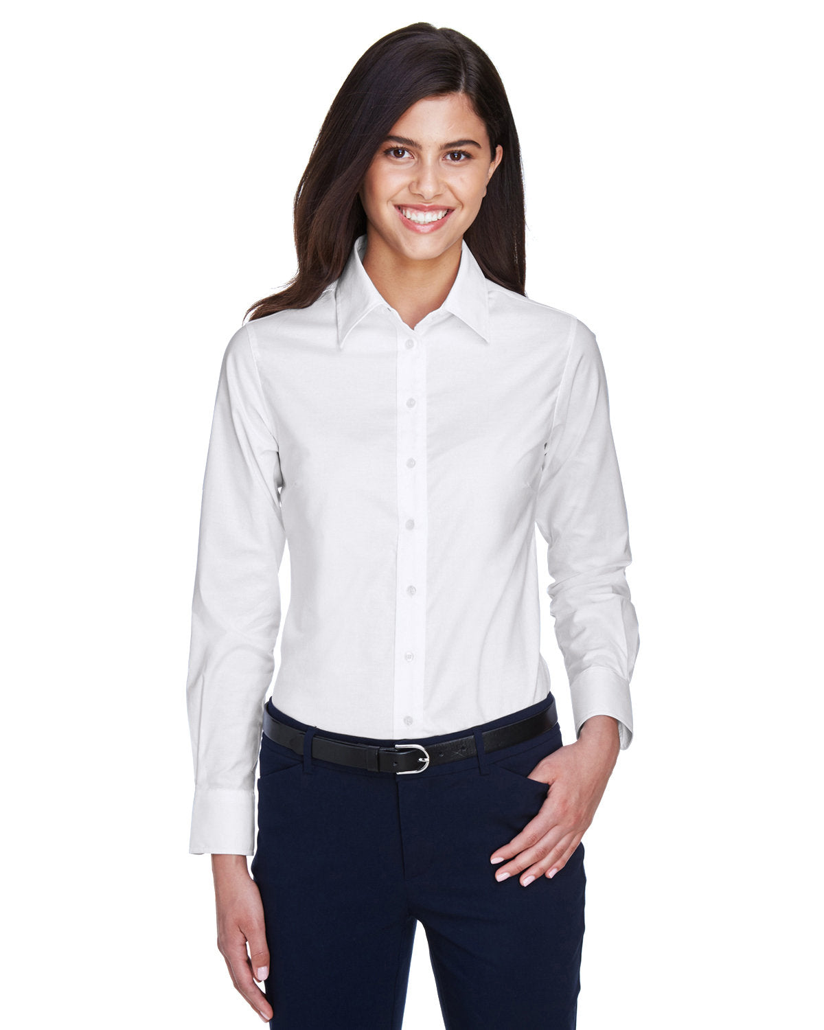 Ladies' Long-Sleeve Oxford with Stain-Release