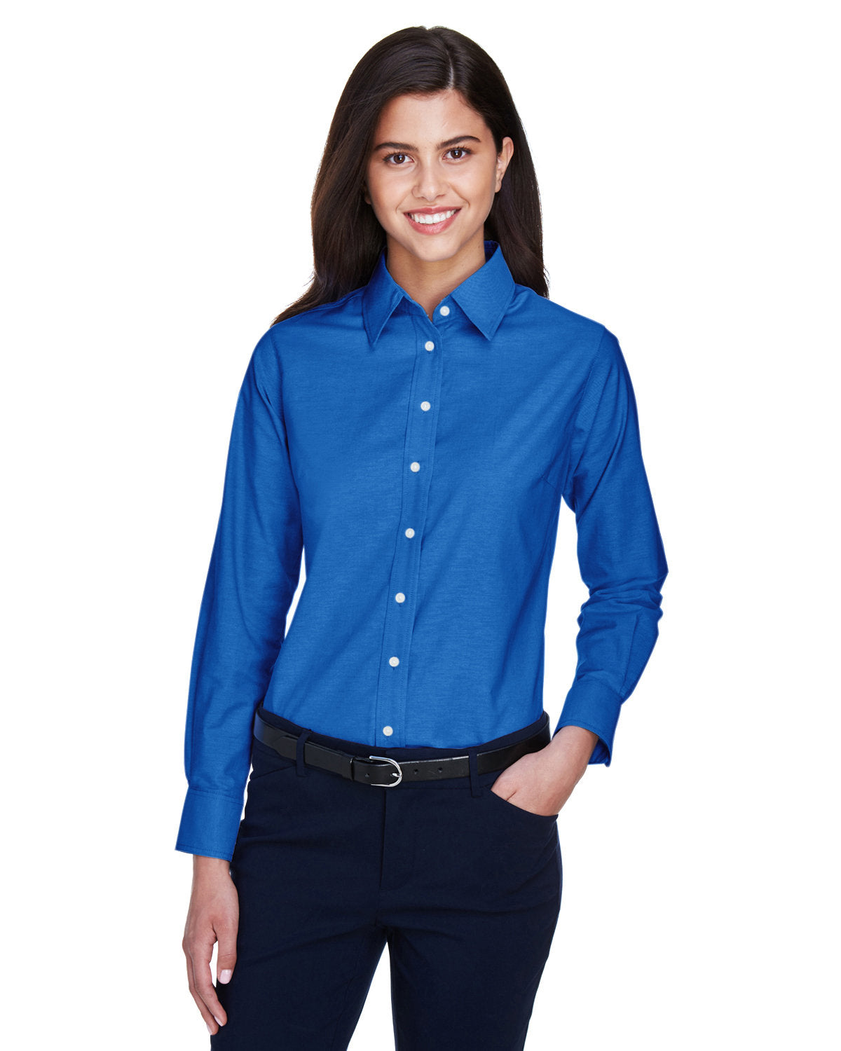 Ladies' Long-Sleeve Oxford with Stain-Release