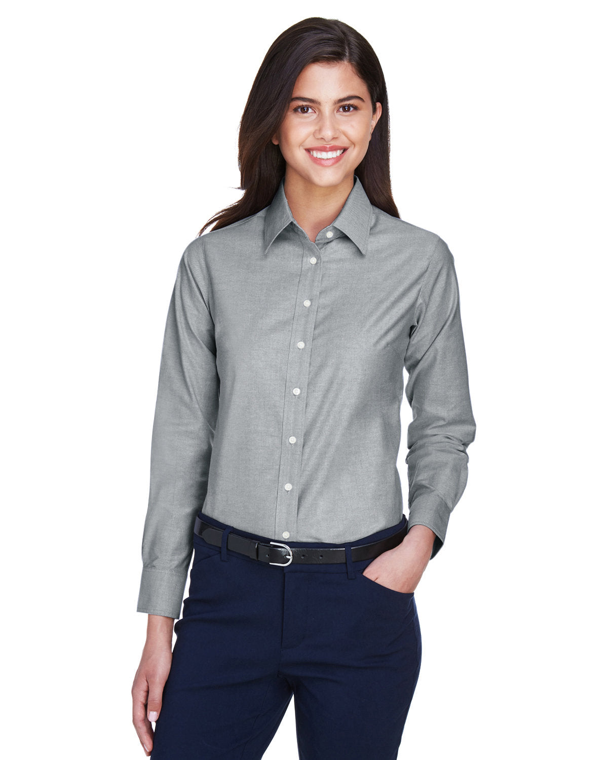 Ladies' Long-Sleeve Oxford with Stain-Release