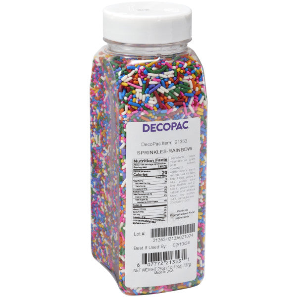 Rainbow Sprinkles Large 26oz Pack Sprinkle Mix, Fancy Sprinkles For Cake Decorating, Handheld Container