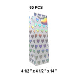 Patterned Wine Gift Bags   4 1/2" X 4 1/2" X 14"  True Love - 60 EACH