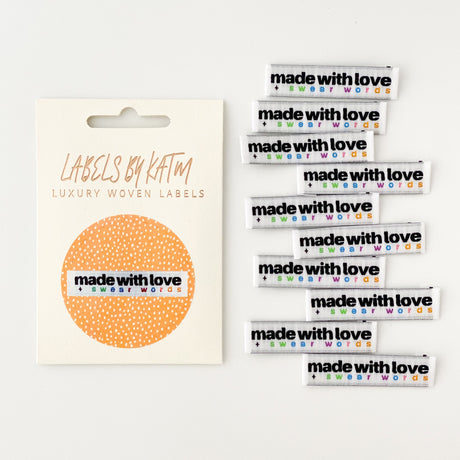 Woven Labels "Made with Love and Swear Words" 10 Pack