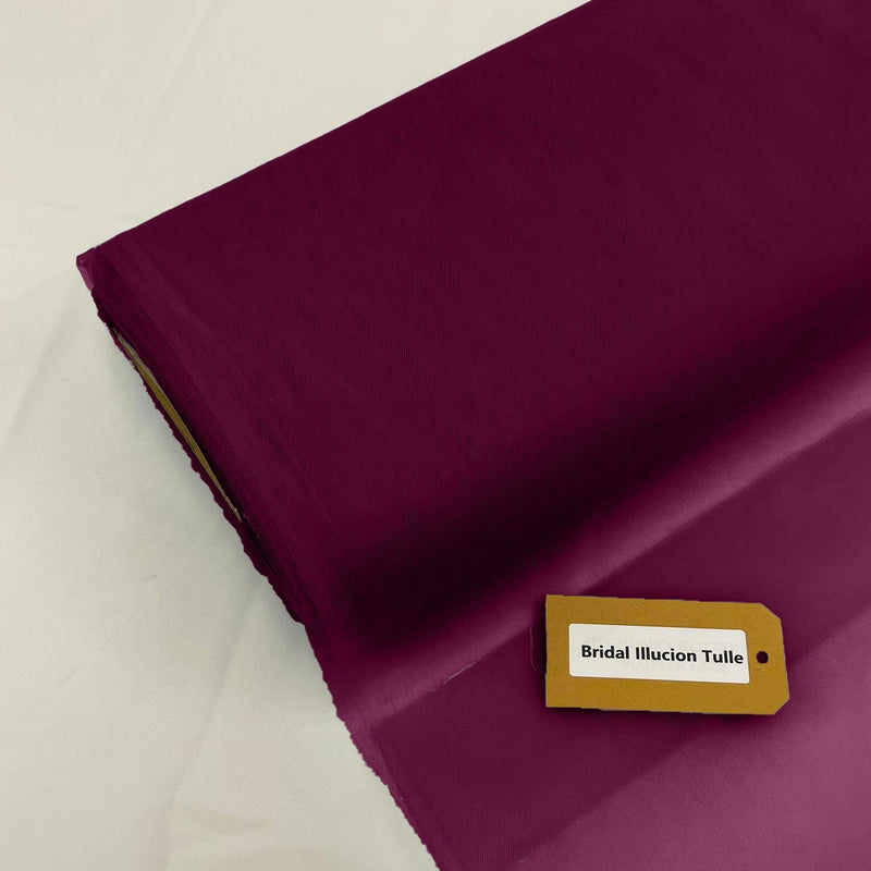 Bridal Illusion Tulle Polyester Fabric - Magenta Sheer, 108" Width (1 Roll)