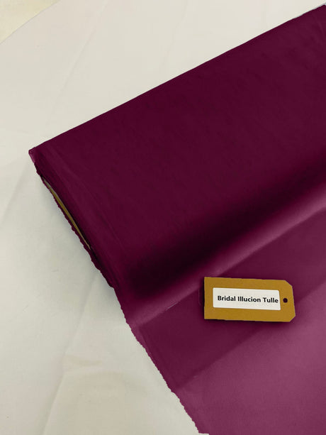 Bridal Illusion Tulle Polyester Fabric - Magenta Sheer, 108" Width (1 Roll)