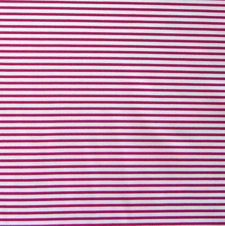 Nylon Lycra Swimsuit Fabric Magenta and Off White Micro Stripe