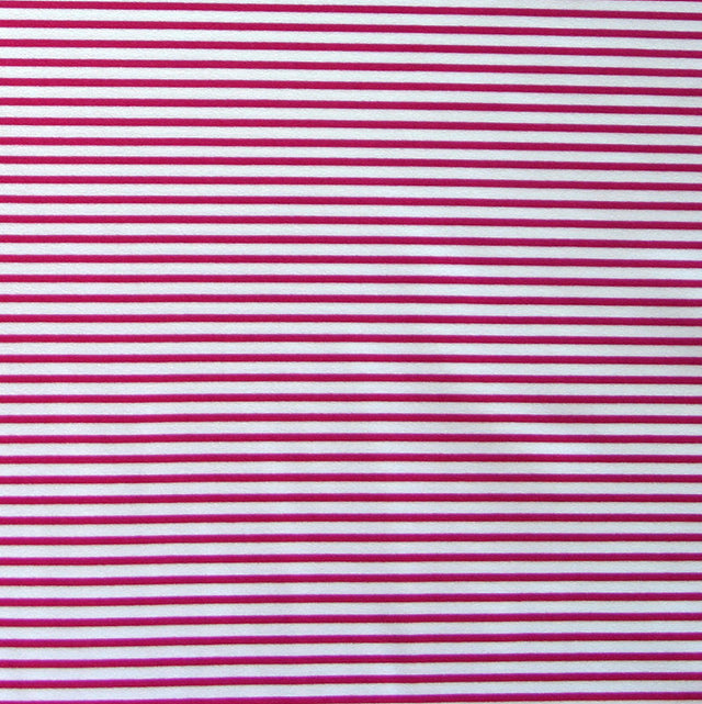 Nylon Lycra Swimsuit Fabric Magenta and Off White Micro Stripe