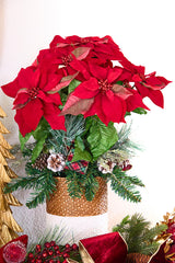 24" Potted Poinsettia Classic Red Christmas Floral Décor