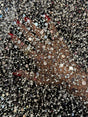 Silver Beaded Sequin Pearl Mesh Lace
