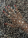 Silver Beaded Sequin Pearl Mesh Lace