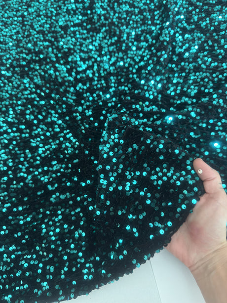 Sequin Velvet Jade Green