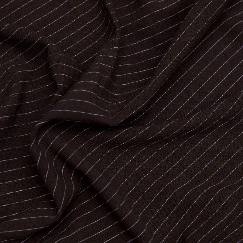 Chocolate Brown Pinstripe Linen Blend