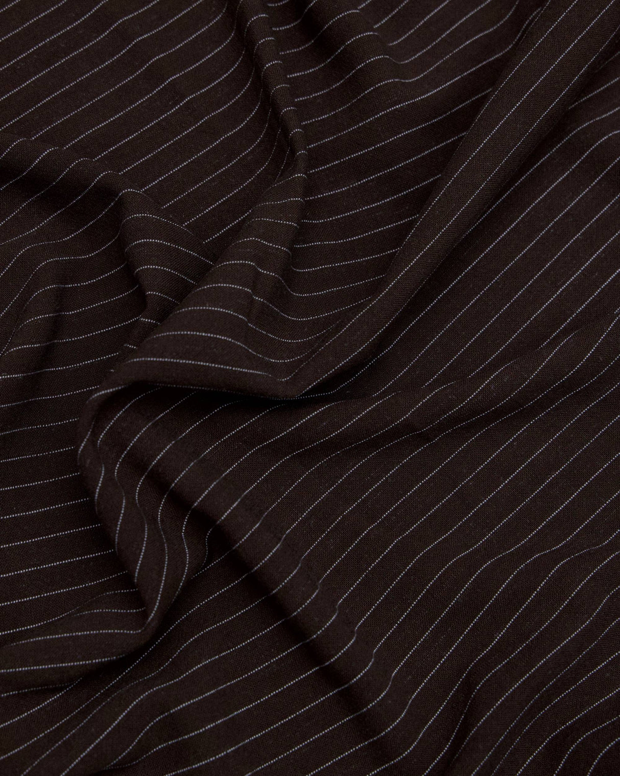 Chocolate Brown Pinstripe Linen Blend