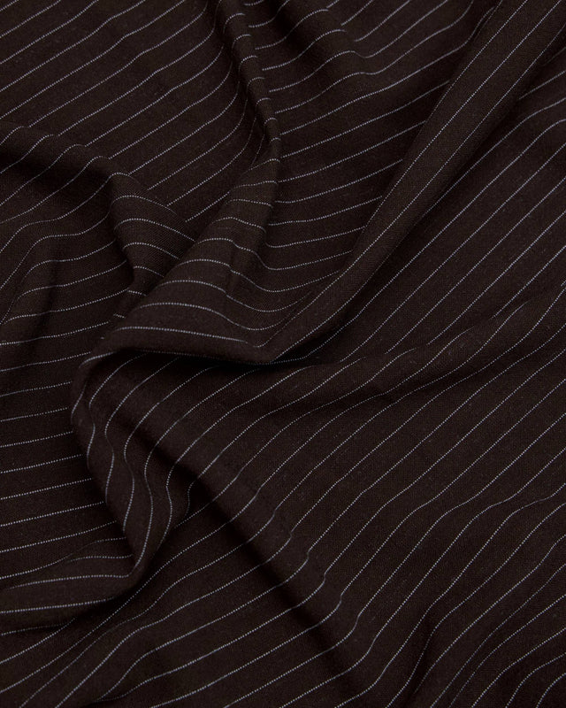 Chocolate Brown Pinstripe Linen Blend