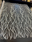 Beaded Sequin Lace on Mesh Silver