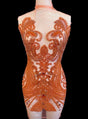 Orange Rhinestone Bodice Applique