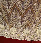 Beaded Sequined Lace Fabric - Embroidered 100 Percent Polyester Net Mesh, Gold, Ivory, Silver, White, 52" Width (1 Yard)