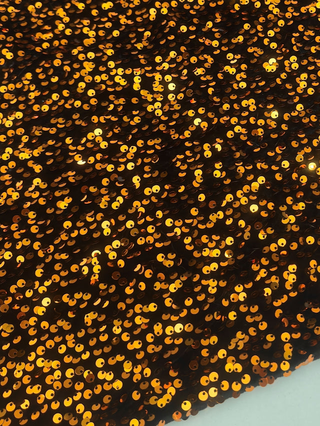 Stretch Sequin Velvet Burnt Orange