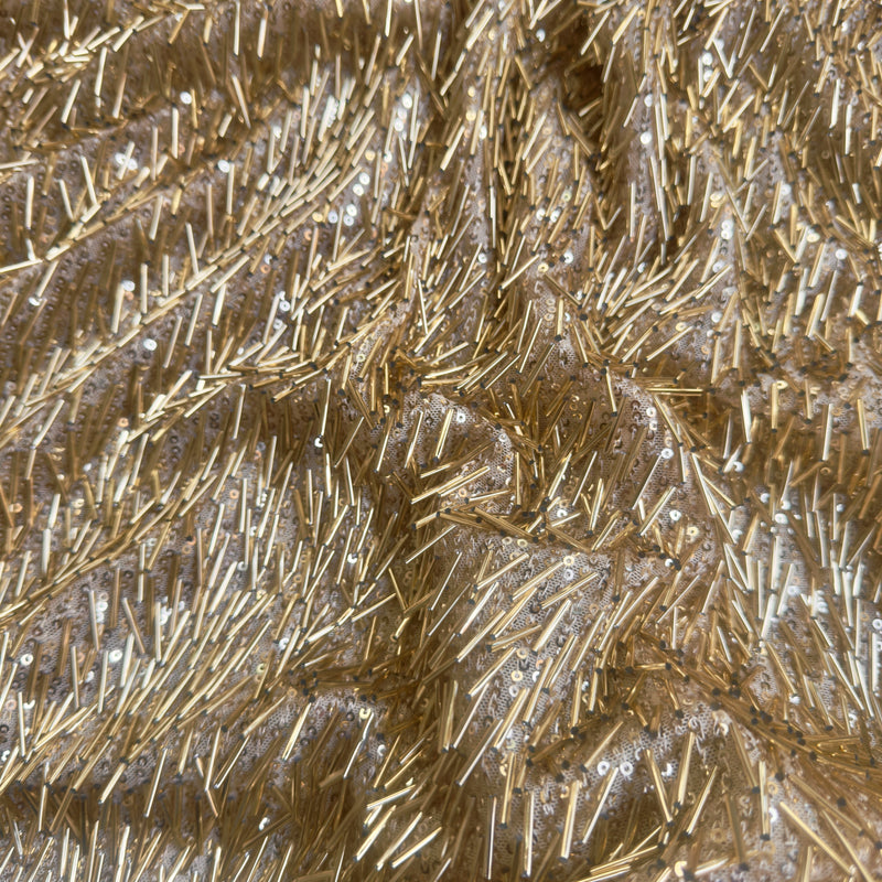 Gold Fringe Sequin on Mesh