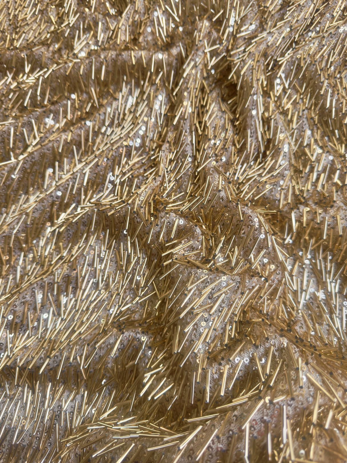 Gold Fringe Sequin on Mesh