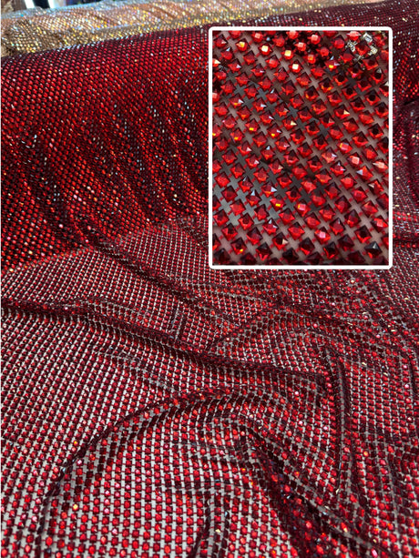 Luxury Rhinestone Mesh Red